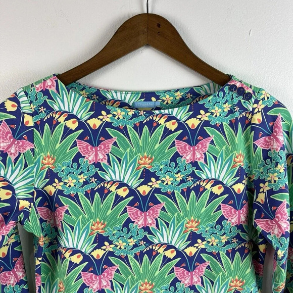 J. McLaughlin Flora Catalina Cloth Carly Top Womens S Butterfly Garden Novelty - Picture 2 of 12